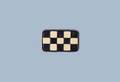 Checked Out, a rectangular soap with a white and black checkered pattern on a light blue background.