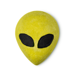 Alien bubble bar, a bright yellow alien's face with black oval eyes.