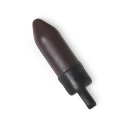 Bissau. A rich, burgundy red-brown lipstick refill, protected by a wax outer layer, which features a tab for easy removal.