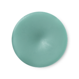 An arial view of turquoise blue, balm-like Breath of God solid perfume.