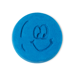 Bubble Buddy, a bright blue circular bubble bar with a friendly smiling face.