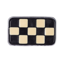 Checked Out, a rectangular soap with a white and black checkered pattern.