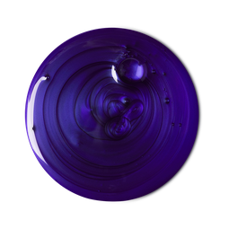 A sample of vibrant, deep purple, Daddy-O shampoo, swirled with tiny bubbles dotted throughout.