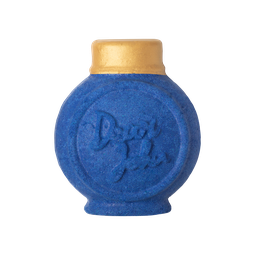 Dear John. A deep blue bubble bottle, like a perfume bottle, finished with a gold wax 'lid' and embossed 'Dear John' text.