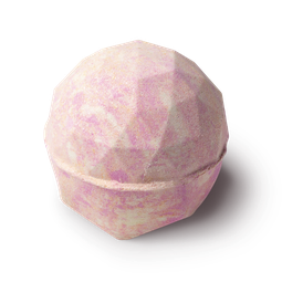 Diamond Dust. A round, light pink, yellow and cream bath bomb, full of glitter. The top mimics the texture of a diamond.