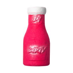 Dirty. A hot pink coloured bubble bottle with a white wax 'lid'. The number 29 is embossed below the lid and the word 'DIRTY'.