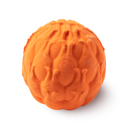 Flame-Flame Fruit bath bomb. A round, orange flame-themed bath bomb. Based on the devil fruit from One Piece.