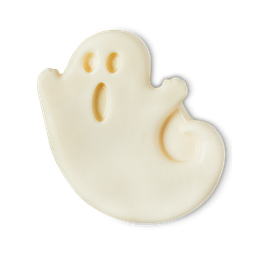 Ghost In The Dark soap, a white ghost, with two hands and a tail, with a ghoulish facial expression.