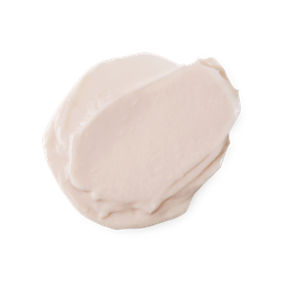 A swatch of smooth, pale pink hand cream, Helping Hands.