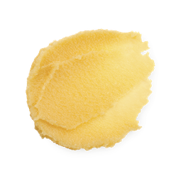 A swatch of thick, rich yellow, slightly textured Honey Trap lip balm.