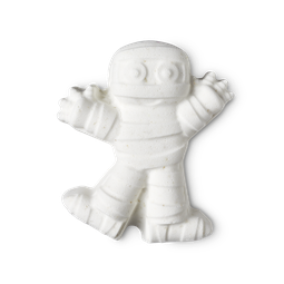 I Want My Mummy bath bomb, a white mummy with its arms out, 2 eyes peeking out from behind bandages.