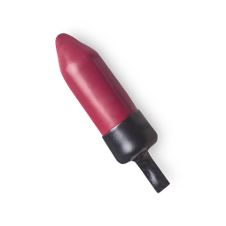 Lubań. A bright, fuschia pink lipstick refill, protected by a wax outer layer, which features a tab for easy removal.