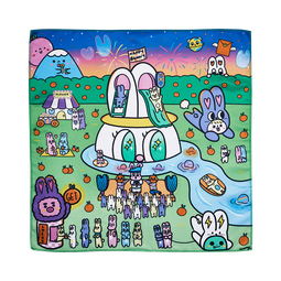 Lucky Bunny Knot Wrap, playful bunny characters enjoying a family celebration, illustrated by Hong Kong-based Curry Cheung.