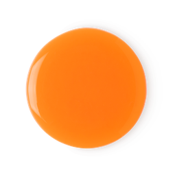Mango, a circular sample of the orange shower gel.