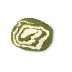 Matcha Bubble Bar. A slice of bubble bar with a green and white swirl pattern running throughout.