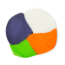 Monster Mash Fun, quarters of white, orange black and green make up a circle of Fun.