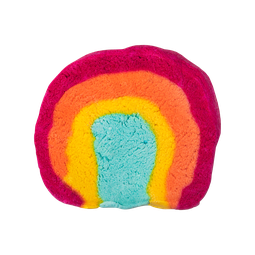 Rainbow Bubble Bar. A slice that looks like a rainbow of 4 colours, red, orange, yellow and blue.
