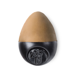 Slap Stick 26N. A medium dark-neutral, caramel brown, egg-shaped solid foundation, with a black wax base.