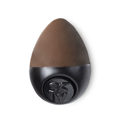 Slap Stick 35W. A dark-warm, rich chocolate brown, egg-shaped solid foundation, with a black wax base.