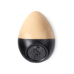 Slap Stick 8N. A light-neutral, warm beige coloured, egg-shaped solid foundation, with a black wax base.