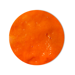 Sparkly Pumpkin, a circular swatch of shower slime that's bright orange in colour. 