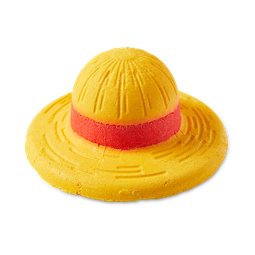 Straw Hat. A bubble bar representing the famous Hat worn by Monkey D. Luffy. It is yellow with a red band.