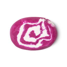 The Comforter Bubble Bar. A slice of bubble bar with a pink and white swirl pattern running throughout.