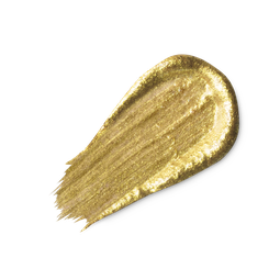 A swatch of shimmery gold liquid eyeliner.