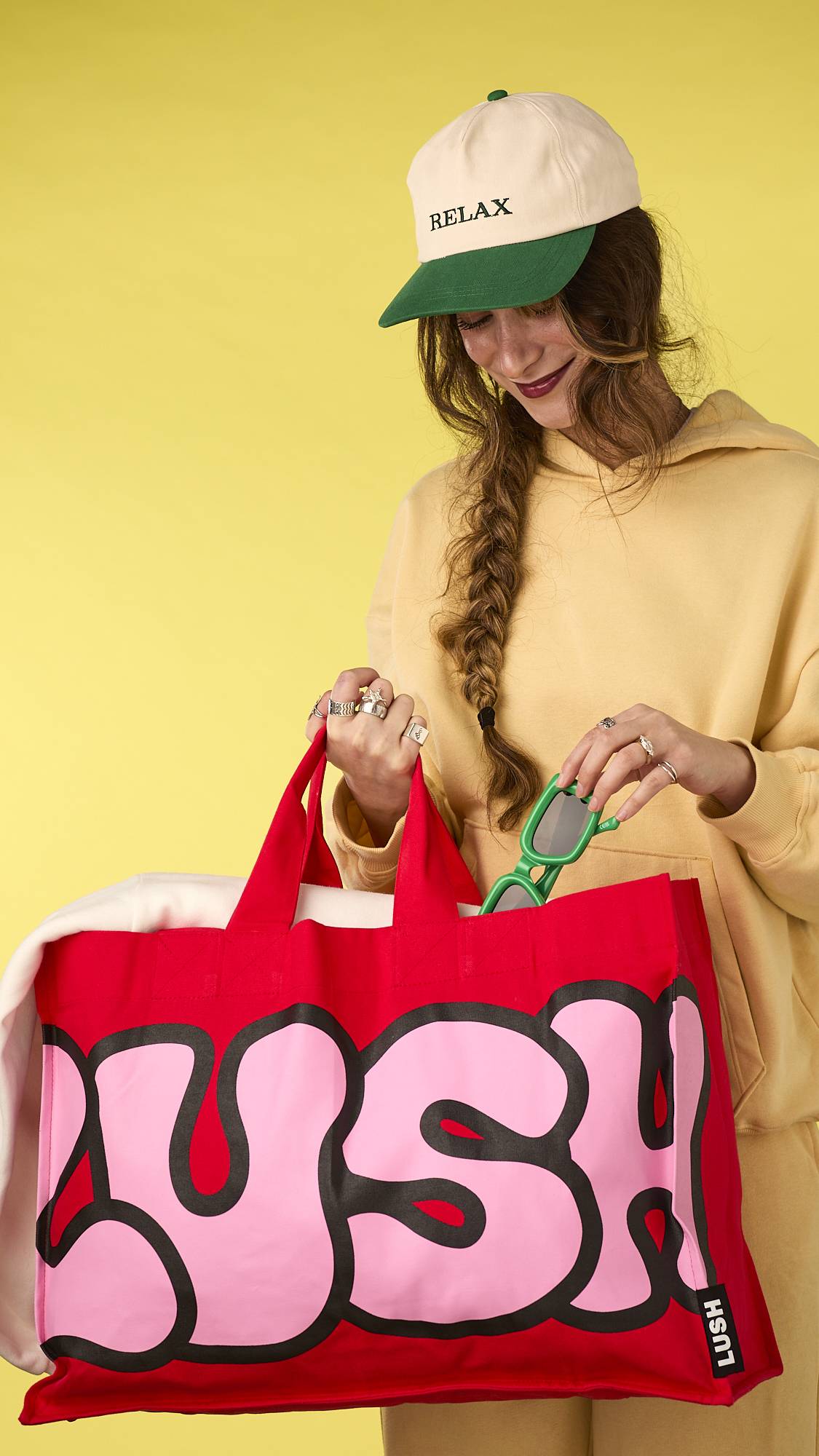レトロ バブル ラッシュ ビッグバッグ レッド | トートバッグ | LUSH