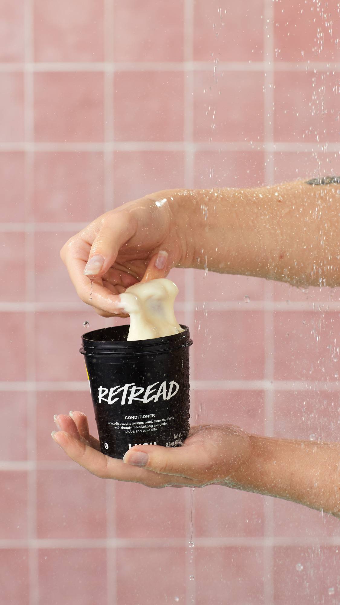 An image of LUSH | Retread | Conditioner | Soya Yoghurt & Organic Extra Virgin Olive Oil | R...