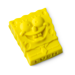 Spongebob soap. This character-shaped soap shows a happy, smiling Spongebob. LUSH is embossed on the bottom.