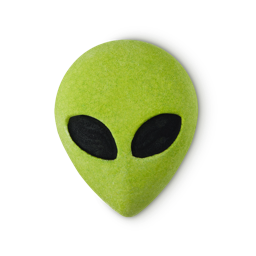 Alien. This extraterrestrial bubble bar showcases the classic large-headed, green alien head with large black eyes.