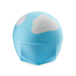 Atom Heart Mother. A sky-blue, classic bath bomb with white clouds around the top. 