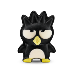 Bad Badtz-Maru. A soap shaped like a penguin character with spiky hair, a grumpy expression, and a yellow beak and feet. The character has a cream-coloured belly and large, half-lidded eyes.