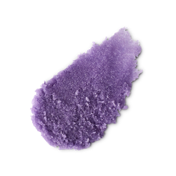 Batcurrant. A neatly smudged swatch of thick, textured, sugar-based purple lip scrub. 