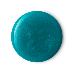 Berry Berry Christmas. A circular swatch of teal-blue shower gel shimmering with silver glitter. 