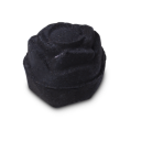 Black Rose. A black, glittery bath bomb, shaped like a rose, with a rounded base.