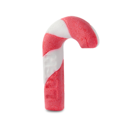 Candy Cane. This red and white striped bubble bar takes the shape of a classic Christmas candy cane. 
