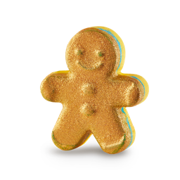 Catch Me If You Can. Shaped like a classic Christmas gingerbread man, this bath bomb is coated in glistening gold lustre.