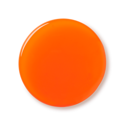 Celebrate. A perfectly circular swatch of glossy, vibrant, orange shower gel. 