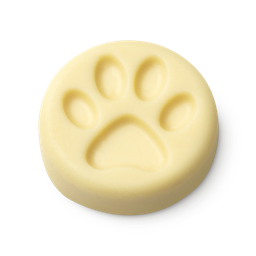 Charity Pot Coin. A small, circular solid body lotion. This one is imprinted with a pawprint design.