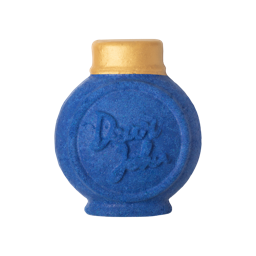 Dear John. A deep blue bubble bottle, like a perfume bottle, finished with a gold wax 'lid' and embossed 'Dear John' text.