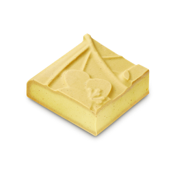 Drop of Hope. A thick, square-shaped slice of soap with a creamy, caramel colouring and delicate embossing on top. 