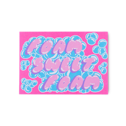 Foam Sweet Foam. A pink postcard with the words "Foam Sweet Foam" in bubble text surrounded by blue bubbles. 