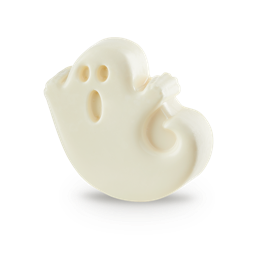 Ghostie In The Dark. A creamy, smooth, white soap in the typical ghost shape with a little shocked face.