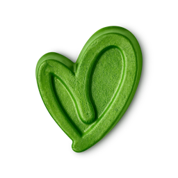 Give Me Body soap. A shimmering, metallic green soap shaped in the style of a graffiti heart.