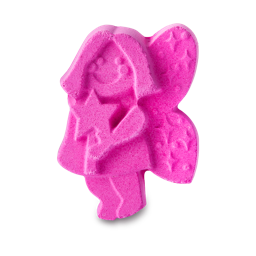 Groovy Fairy. An intense pink bath bomb in the shape of a friendly fairy. Complete with sparking wings and a wand.