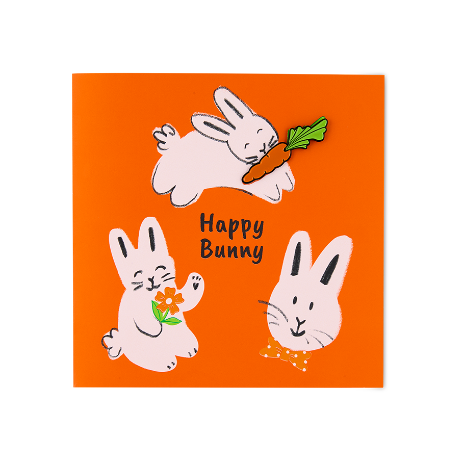 Happy Bunny Greeting Card With Pin