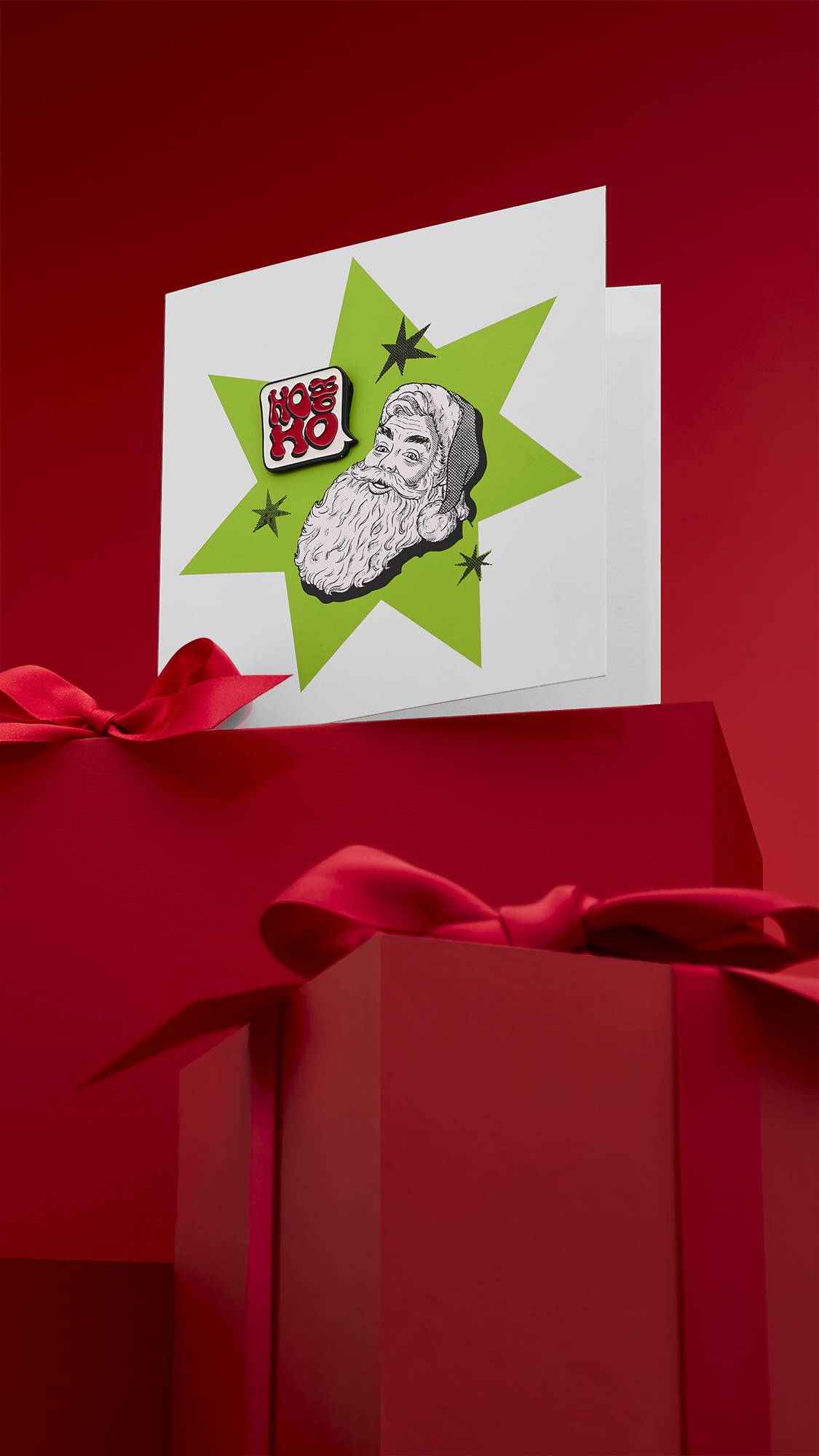 Ho Ho Ho Greeting Card With Pin