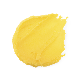 A swatch of thick, rich yellow, slightly textured Lip Service lip balm.